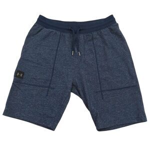 Under Armour Fitted Sweat Shorts Mens Large Navy Fleece Athletic Gym Drawstring